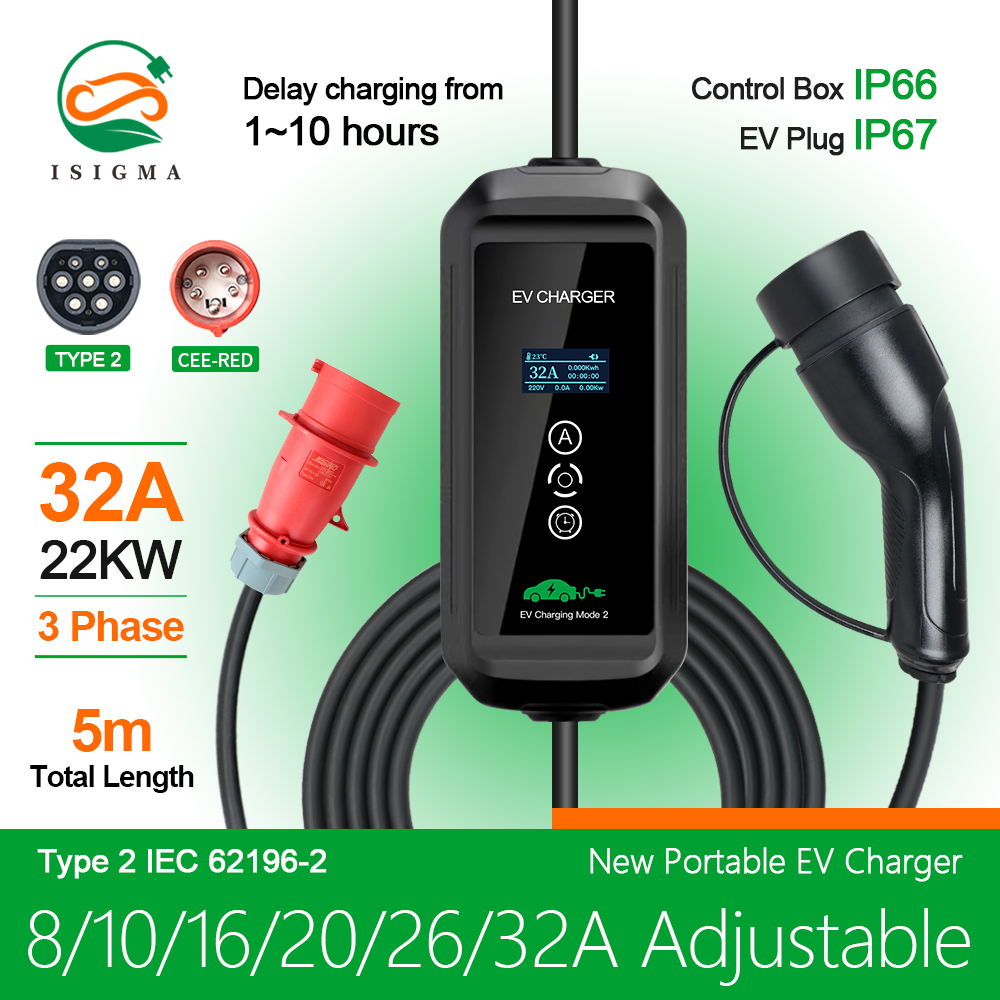 Ev Charger Type 2 22Kw 32A 3 Phase - شاحن سيارات كهربائية 22kw 3 المرحلة