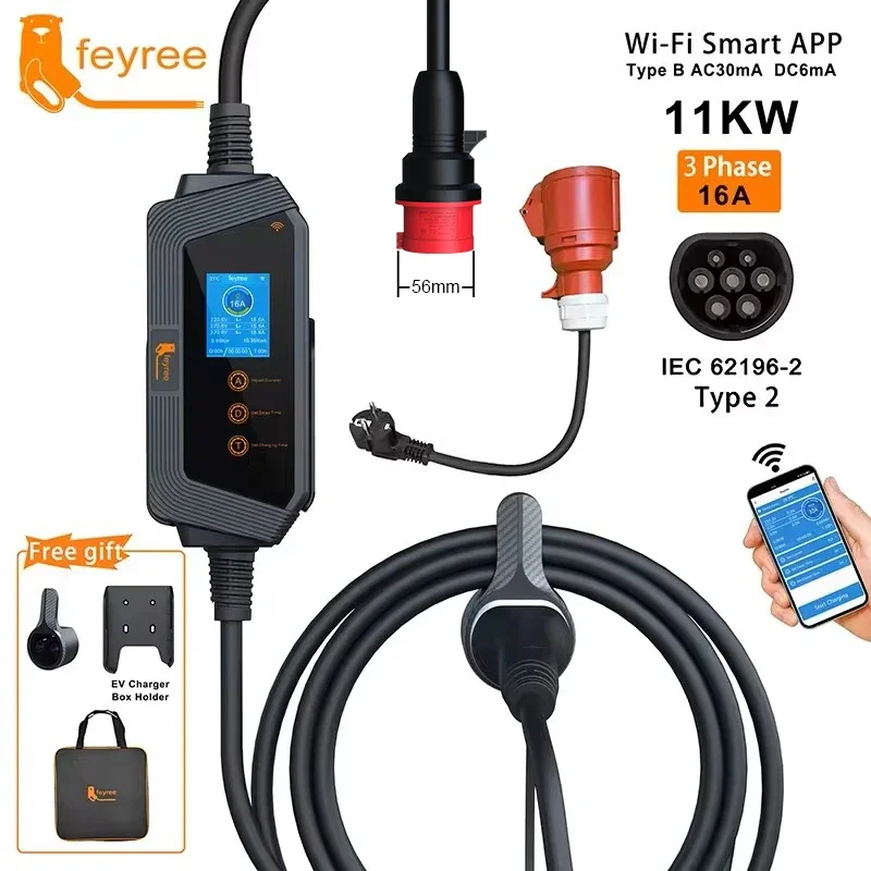 شاحن سيارات كهربائية محمول من  - مراجعة Type 2 Portable Ev Charger 11Kw Cee وسعره