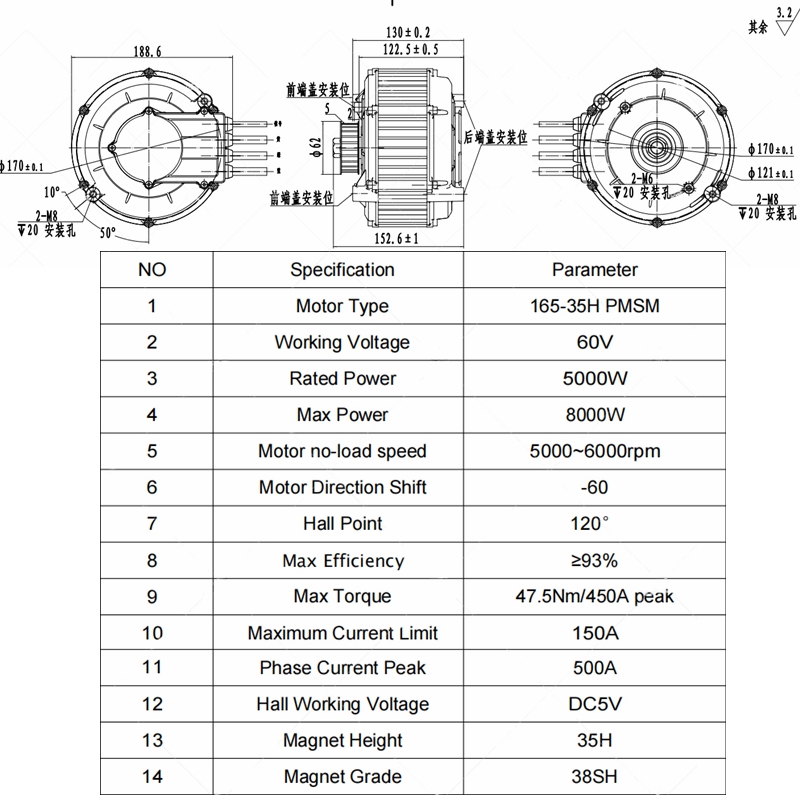 مجموعة محرك QSMOTOR 165 35H 50 - مراجعة Mid Drive Motor Kit 72V 5000W وسعره