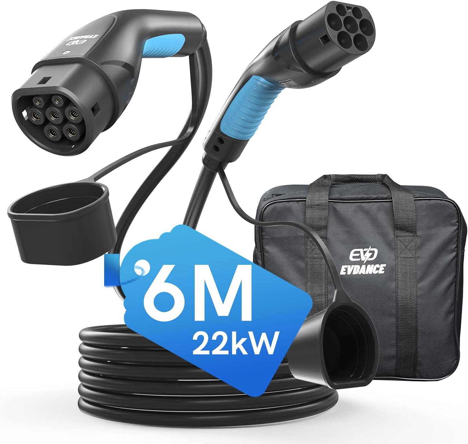 EVDANCE 6/8/10M EV كابل شحن 22 - مراجعة Ev Charger Type 2 22Kw 32A 3 Phase وسعره