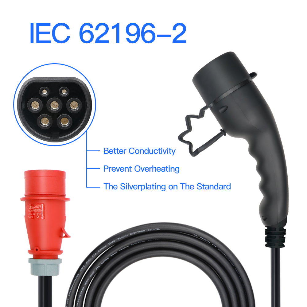 3.5 متر كابل Type2 EV شاحن محم - مراجعة Type 2 Portable Ev Charger 11Kw Cee وسعره